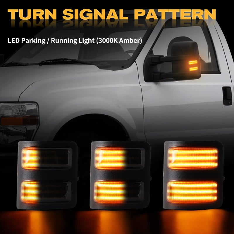Gempro Sequential LED Side Mirror Marker Switchback Turn Signal Lights Replacement for 2008-2016 Ford F250 F350 F450 F550 Super Duty Mirror Marker Lamps, 2 Packs - Image 3
